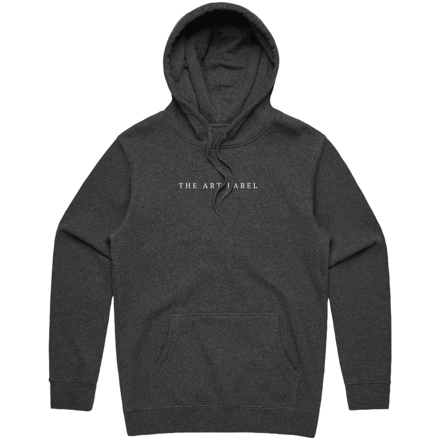 Asphalt Marle hoodie with a White 'The Art Label' logo printed on wearable art