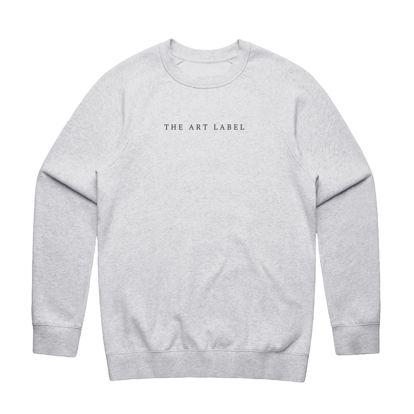 White Marle sweatshirt with 'THE ART LABEL' logo printed on wearable art
